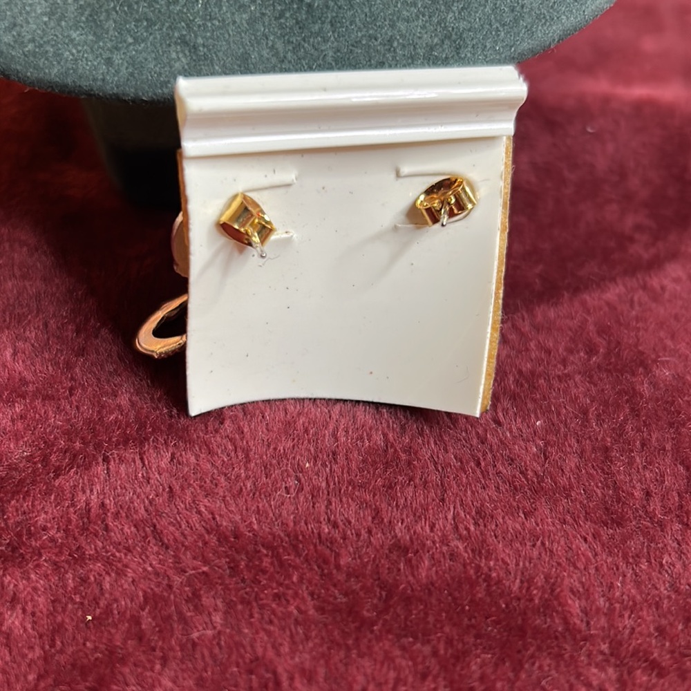 🍓VTG DEADSTOCK 70s SILVER PLATED HANDCUFF EARRINGs - Picture 2 of 2